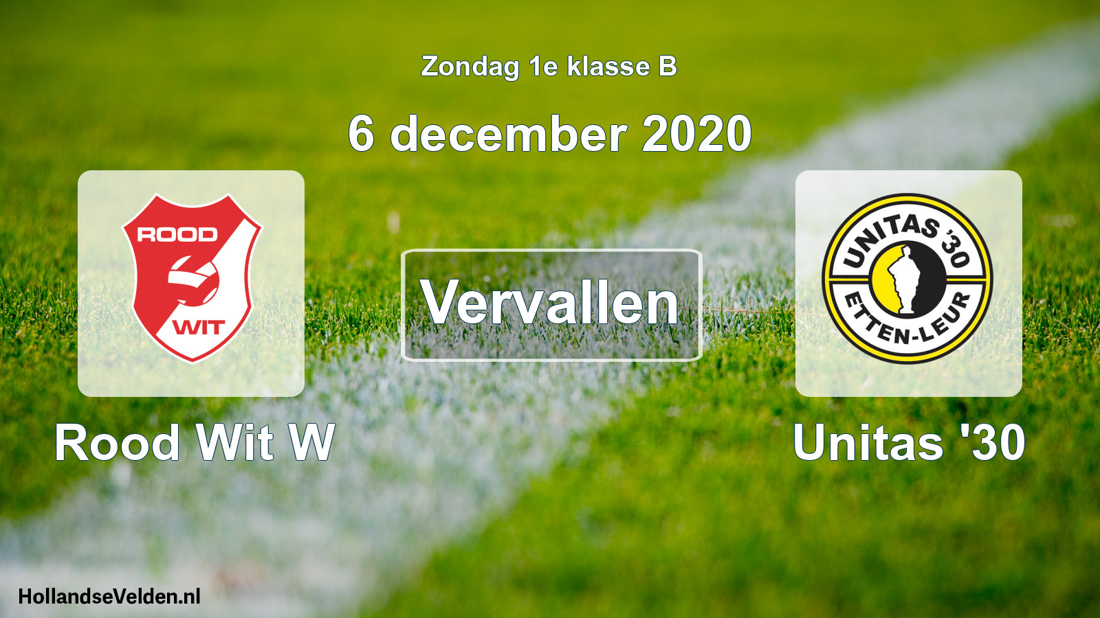 Scheduled Match: Rood Wit W - Unitas '30 (6 December 2020)