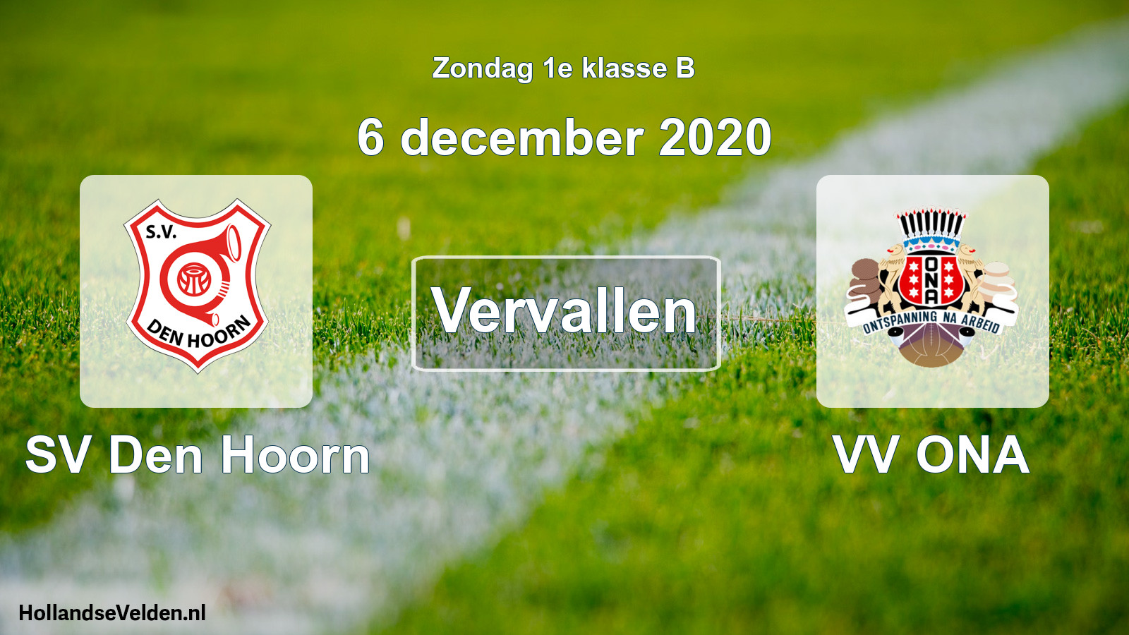 Scheduled Match: SV Den Hoorn - VV ONA (6 December 2020)