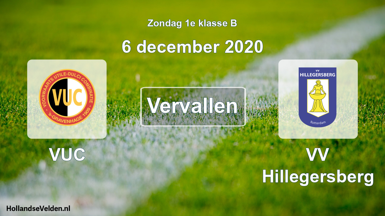 Scheduled Match: VUC - VV Hillegersberg (6 December 2020)
