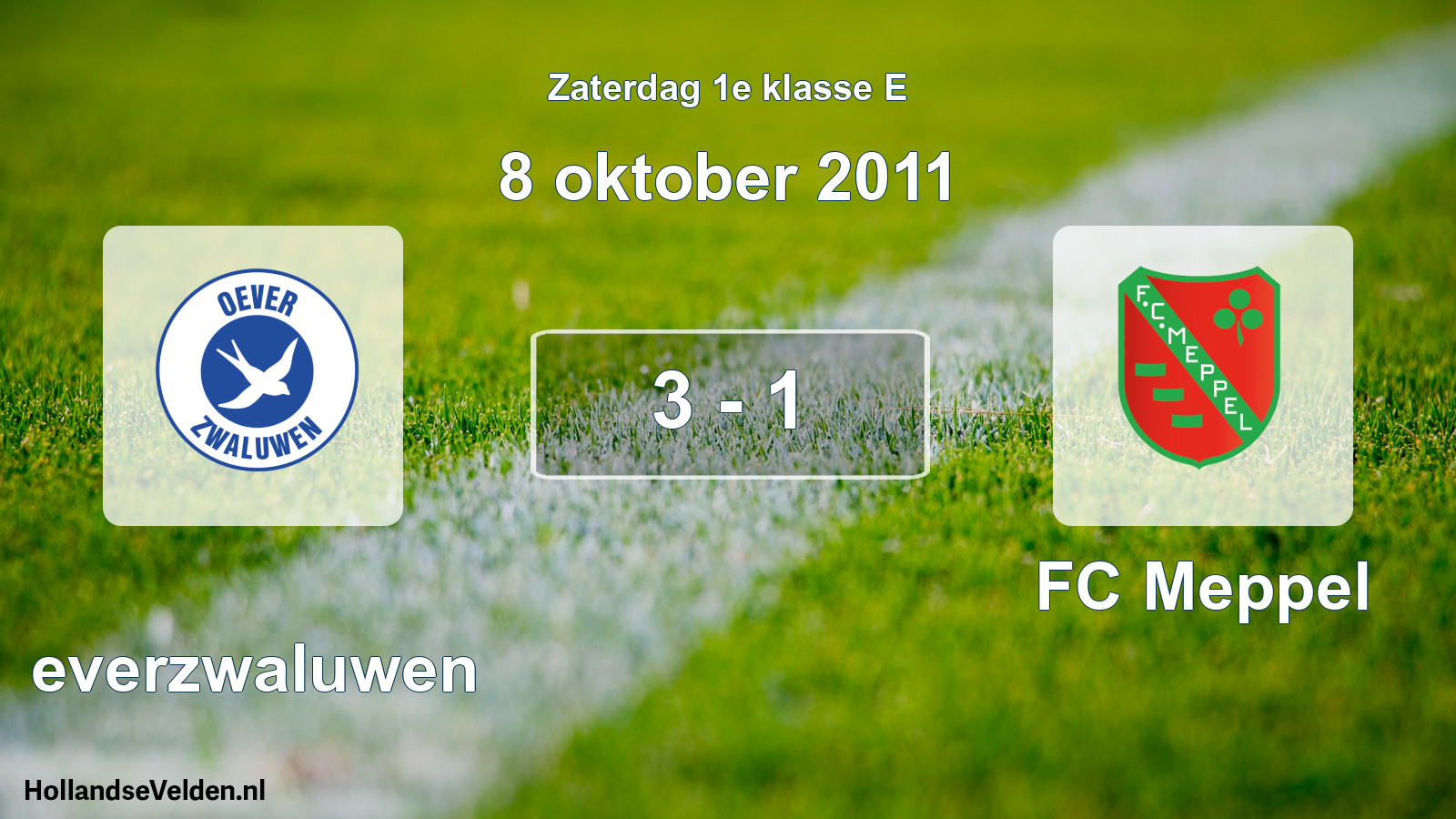 Total number of matches played: Oeverzwaluwen - FC Meppel 3 - 1 (8 October 2011)