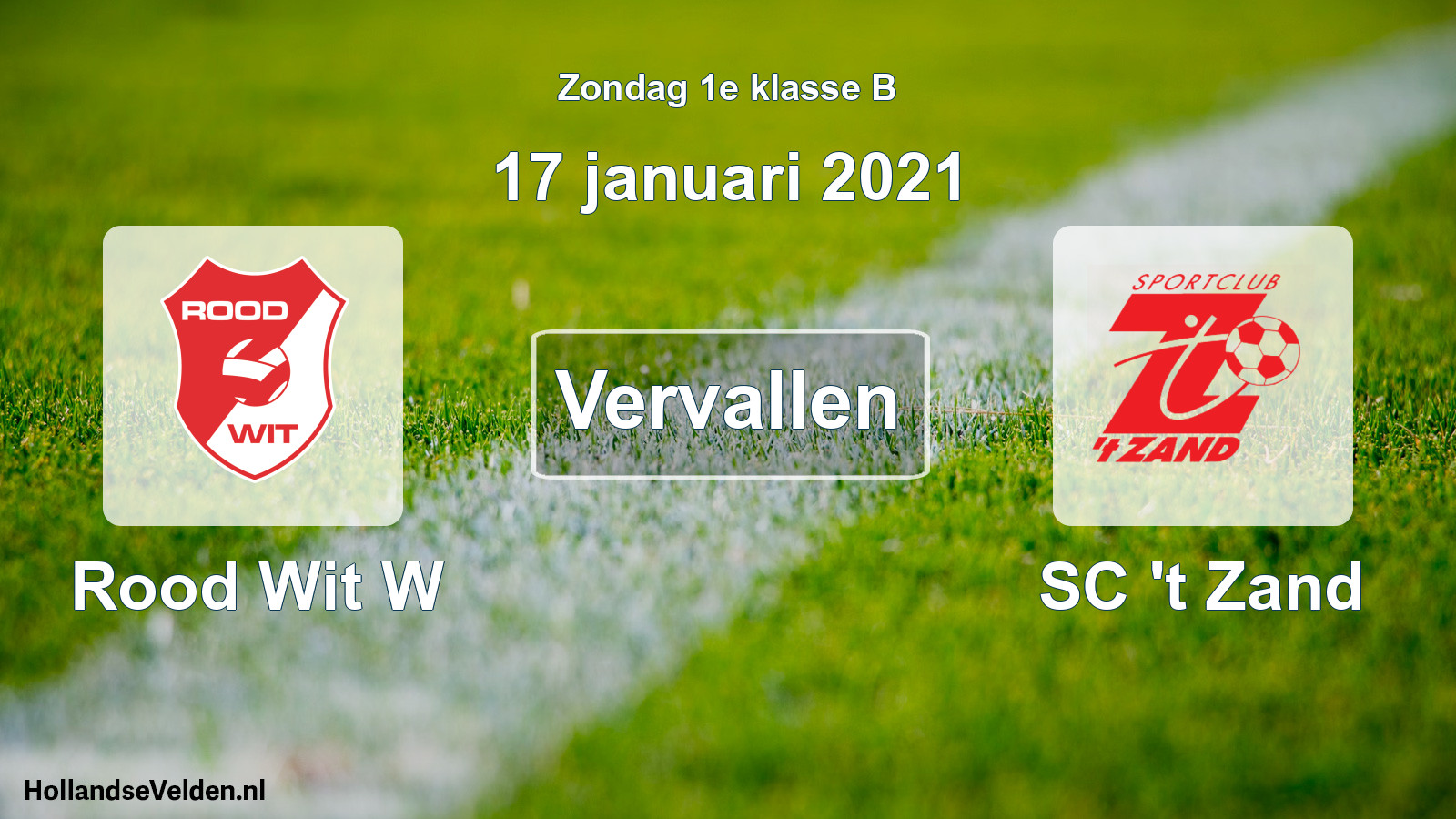 Scheduled Match: Rood Wit W - SC 't Zand (17 January 2021)