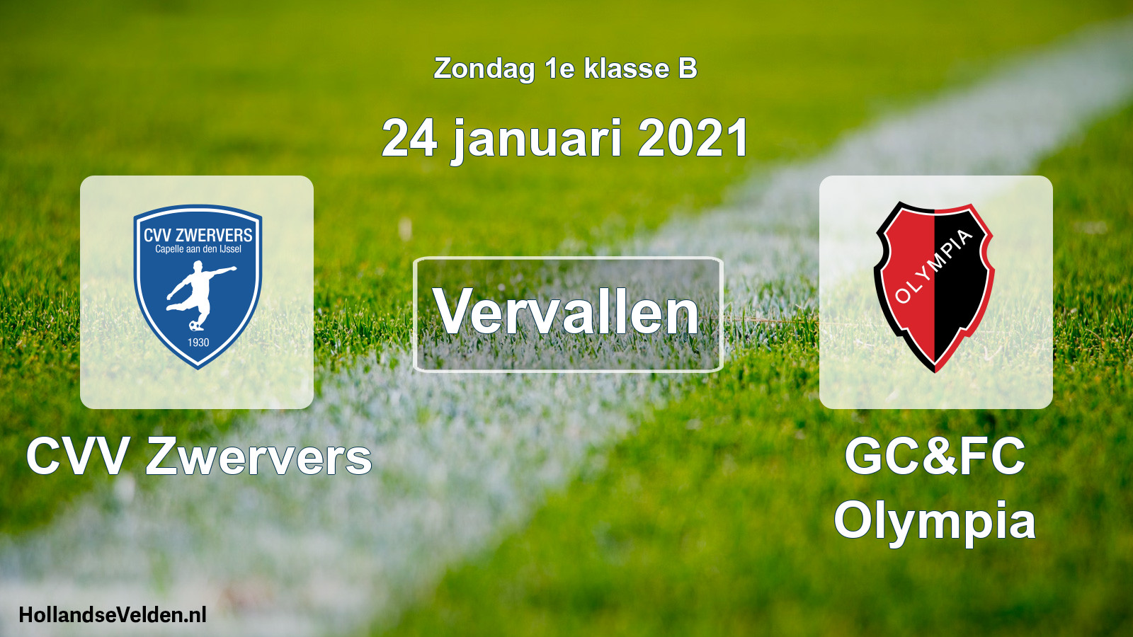Scheduled Match: CVV Zwervers - GC&FC Olympia (24 January 2021)