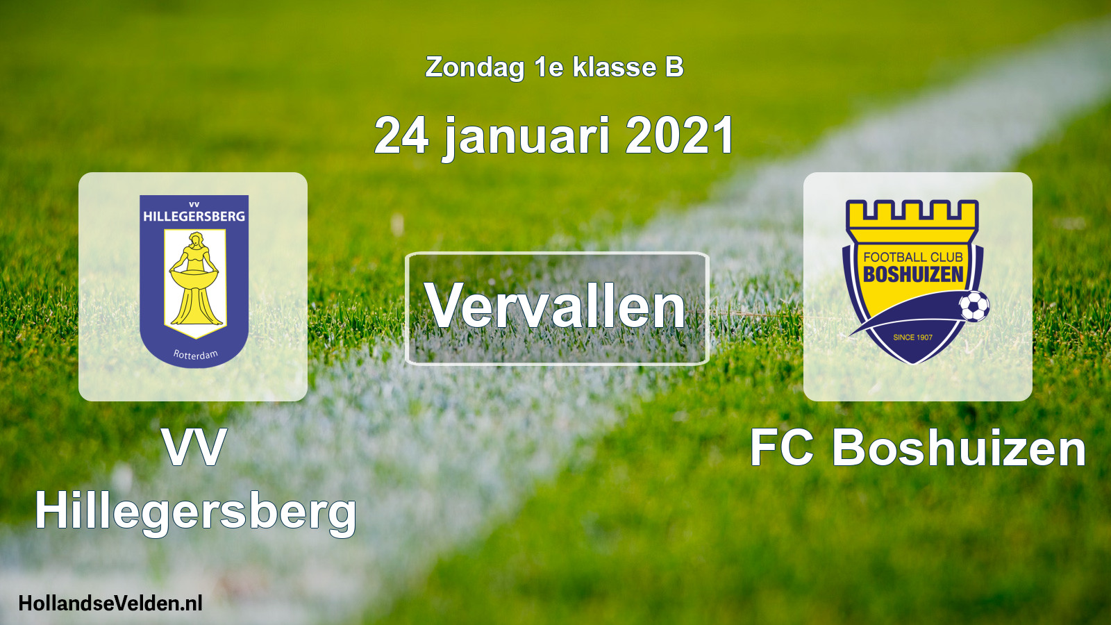 Scheduled Match: VV Hillegersberg - FC Boshuizen (24 January 2021)