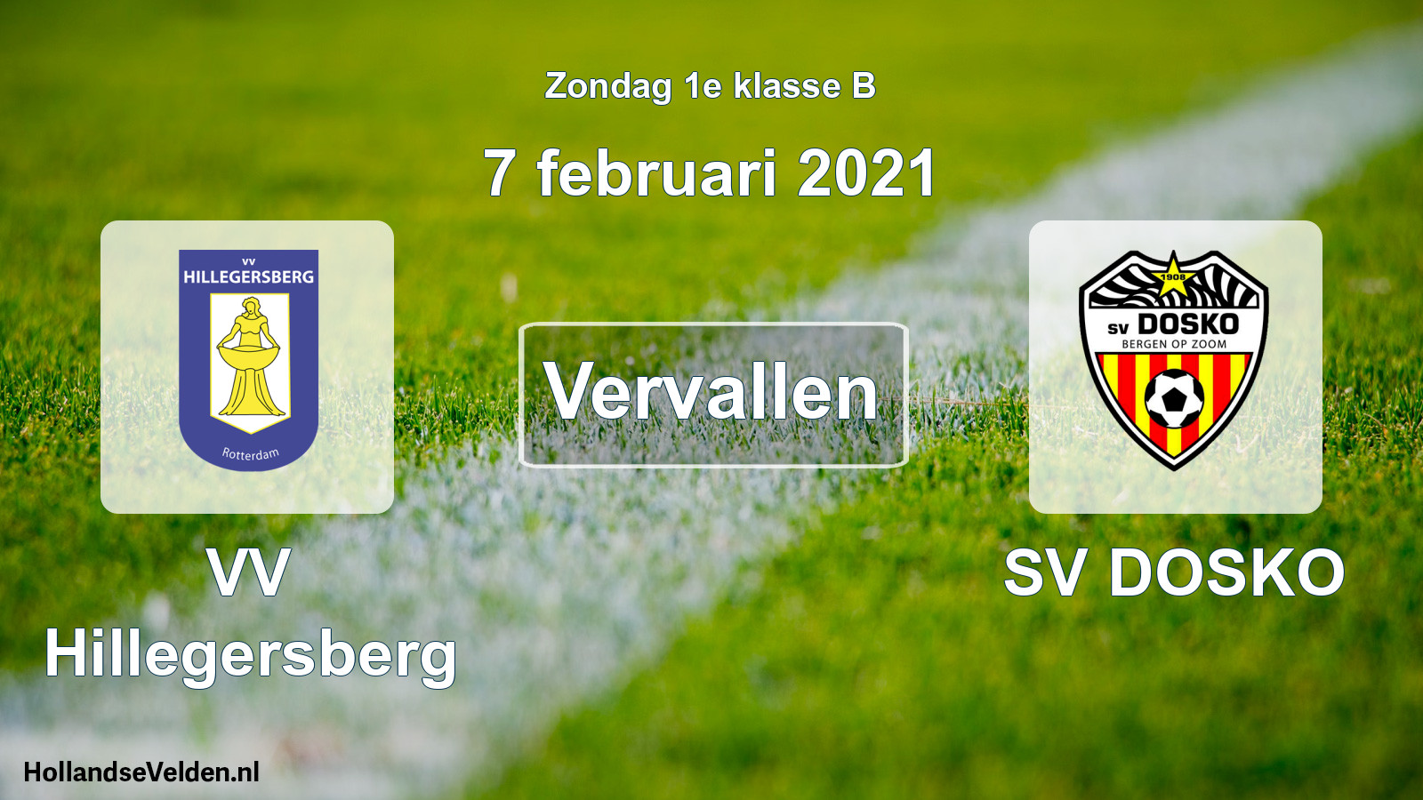 Scheduled Match: VV Hillegersberg - SV DOSKO (7 February 2021)
