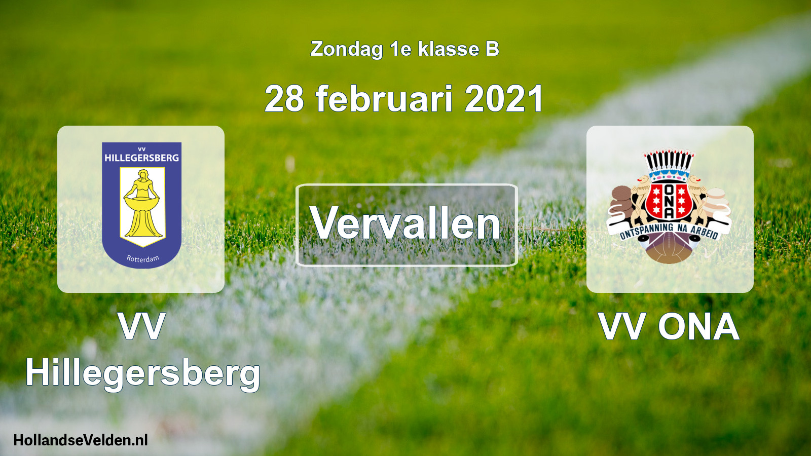 Scheduled Match: VV Hillegersberg - VV ONA (28 February 2021)