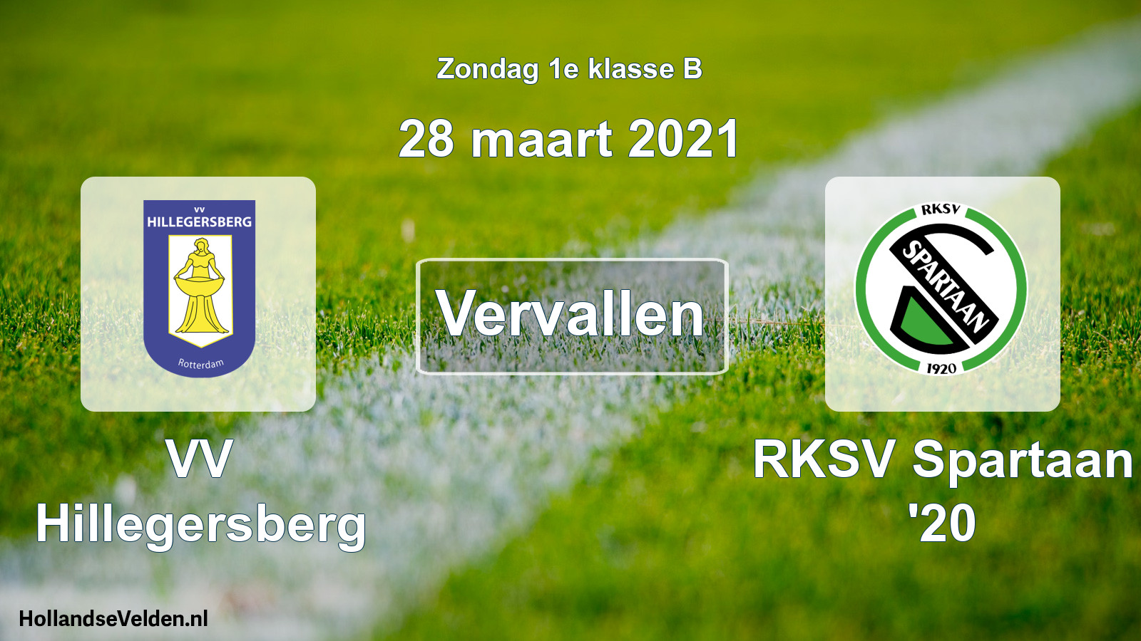 Scheduled Match: VV Hillegersberg - RKSV Spartaan '20 (28 March 2021)