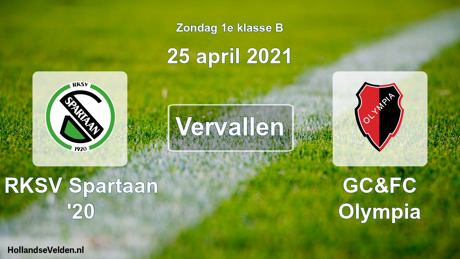 Scheduled Match: RKSV Spartaan '20 - GC&FC Olympia (25 April 2021)