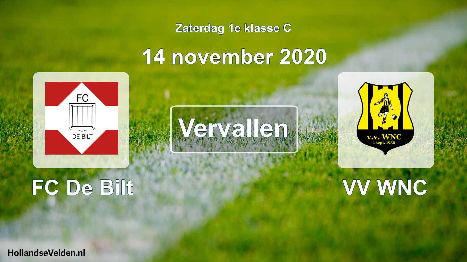 Scheduled Match: FC De Bilt - VV WNC (14 November 2020)
