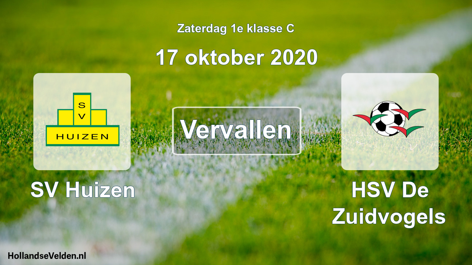 Scheduled Match: SV Huizen - HSV De Zuidvogels (17 October 2020)