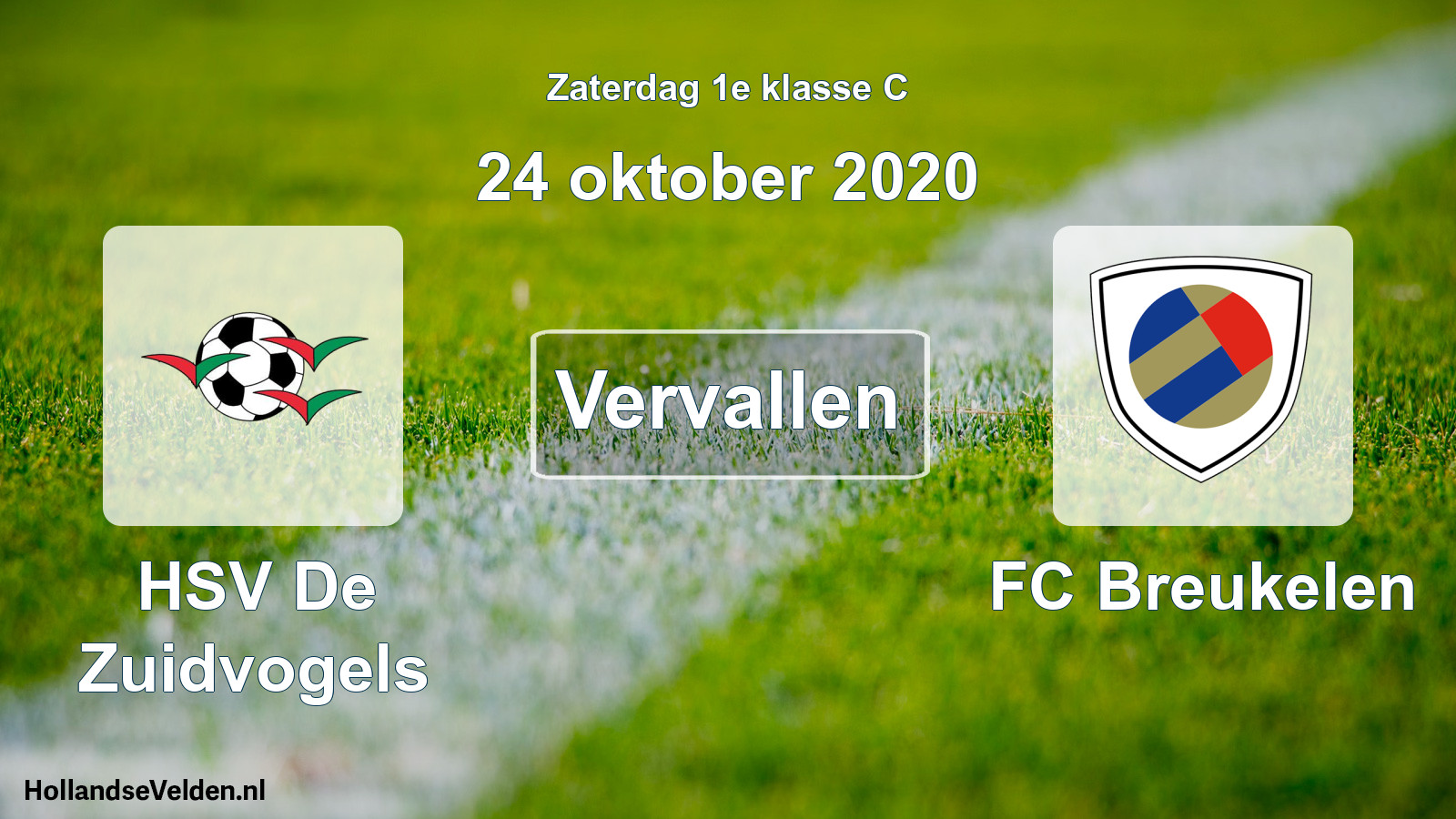 Scheduled Match: HSV De Zuidvogels - FC Breukelen (24 October 2020)