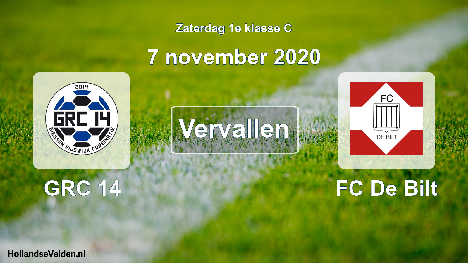 Scheduled Match: GRC 14 - FC De Bilt (7 November 2020)