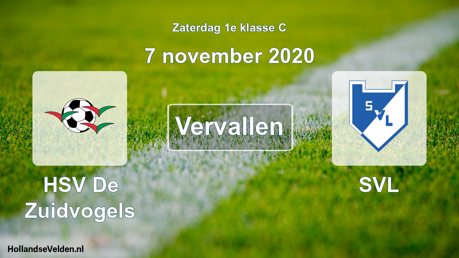 Scheduled Match: HSV De Zuidvogels - SVL (7 November 2020)