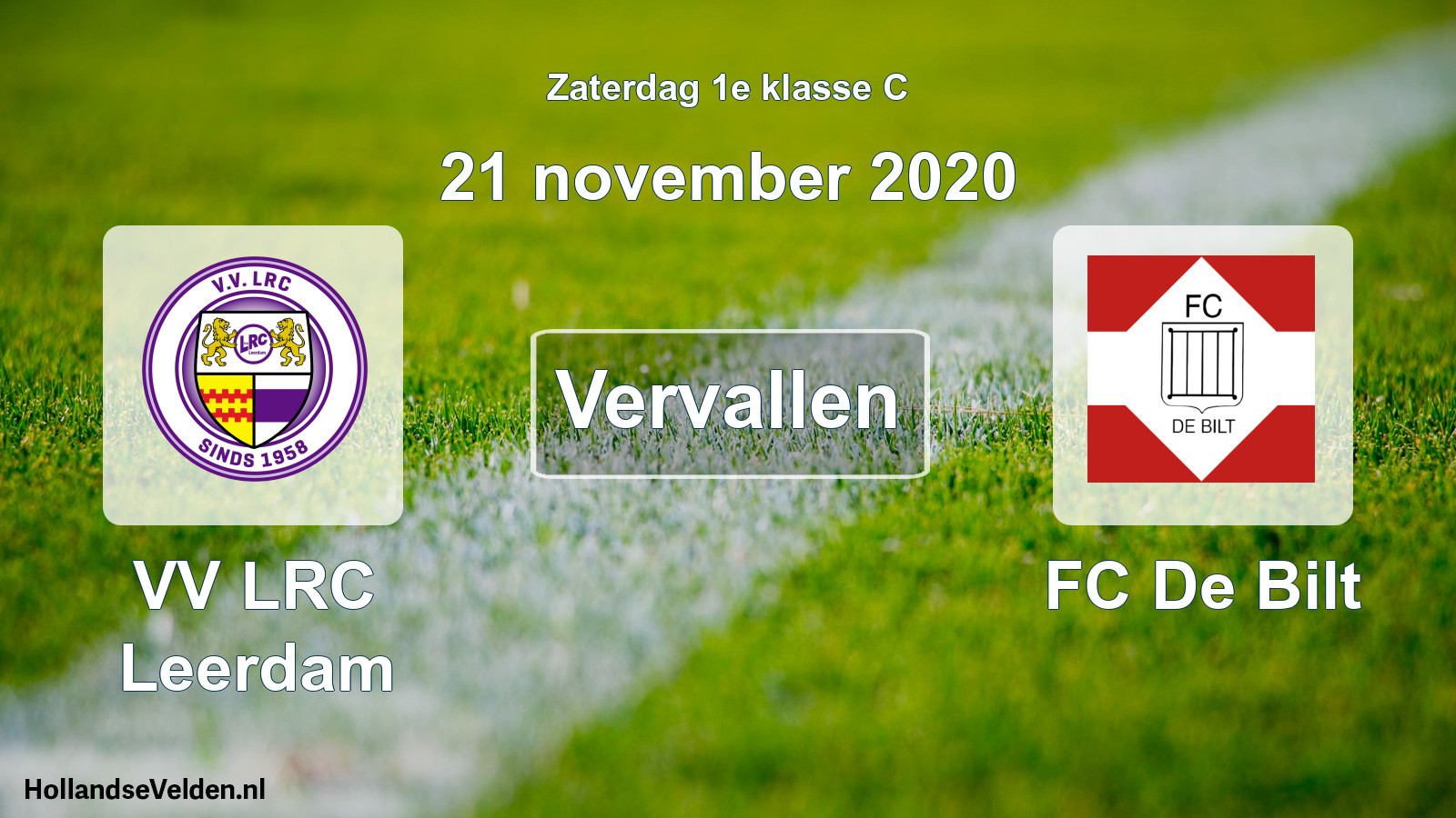 Scheduled Match: VV LRC Leerdam - FC De Bilt (21 November 2020)