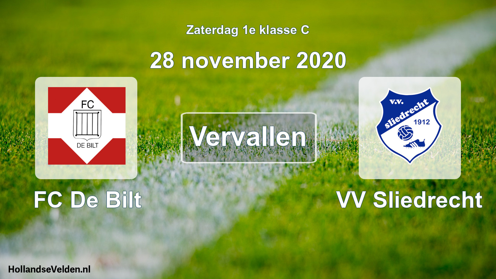 Scheduled Match: FC De Bilt - VV Sliedrecht (28 November 2020)