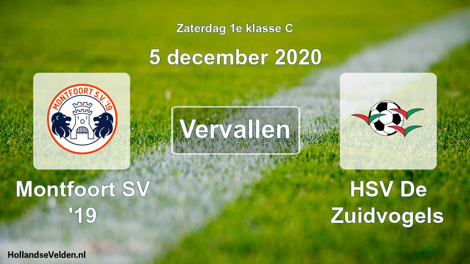 Scheduled Match: Montfoort SV '19 - HSV De Zuidvogels (5 December 2020)