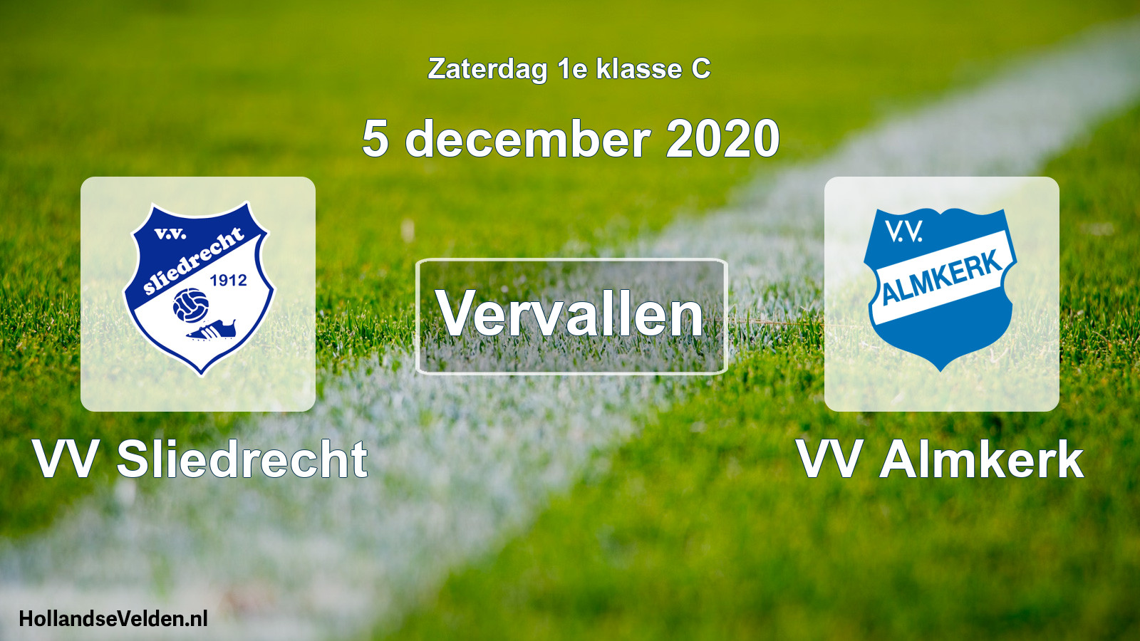 Scheduled Match: VV Sliedrecht - VV Almkerk (5 December 2020)