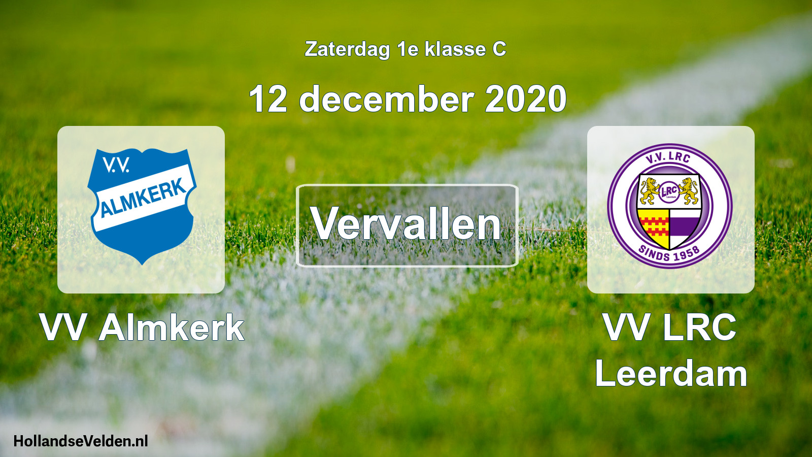 Scheduled Match: VV Almkerk - VV LRC Leerdam (12 December 2020)