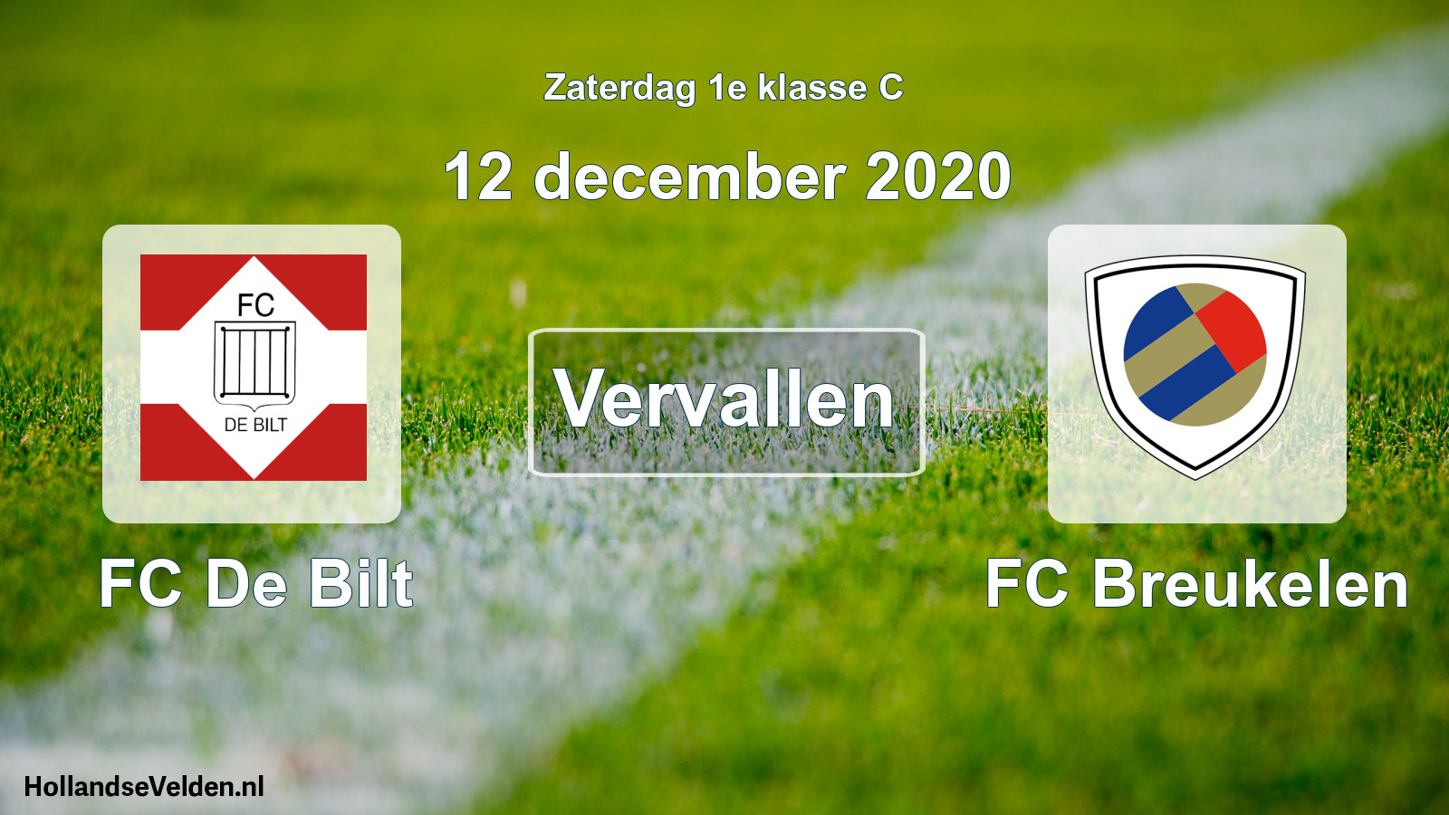 Scheduled Match: FC De Bilt - FC Breukelen (12 December 2020)