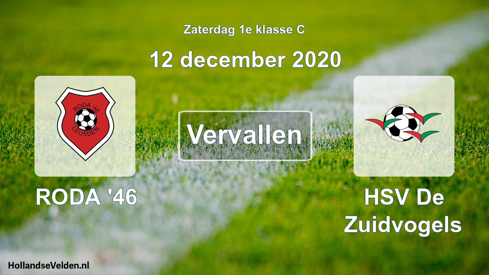 Scheduled Match: RODA '46 - HSV De Zuidvogels (12 December 2020)