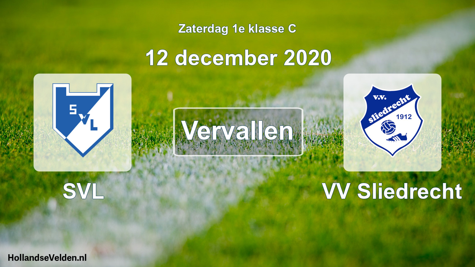 Scheduled Match: SVL - VV Sliedrecht (12 December 2020)