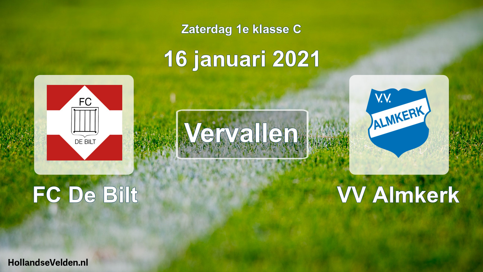 Scheduled Match: FC De Bilt - VV Almkerk (16 January 2021)
