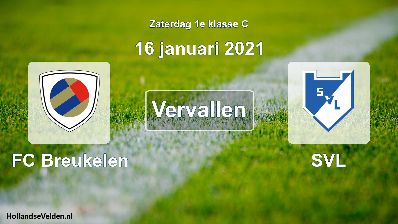 Scheduled Match: FC Breukelen - SVL (16 January 2021)