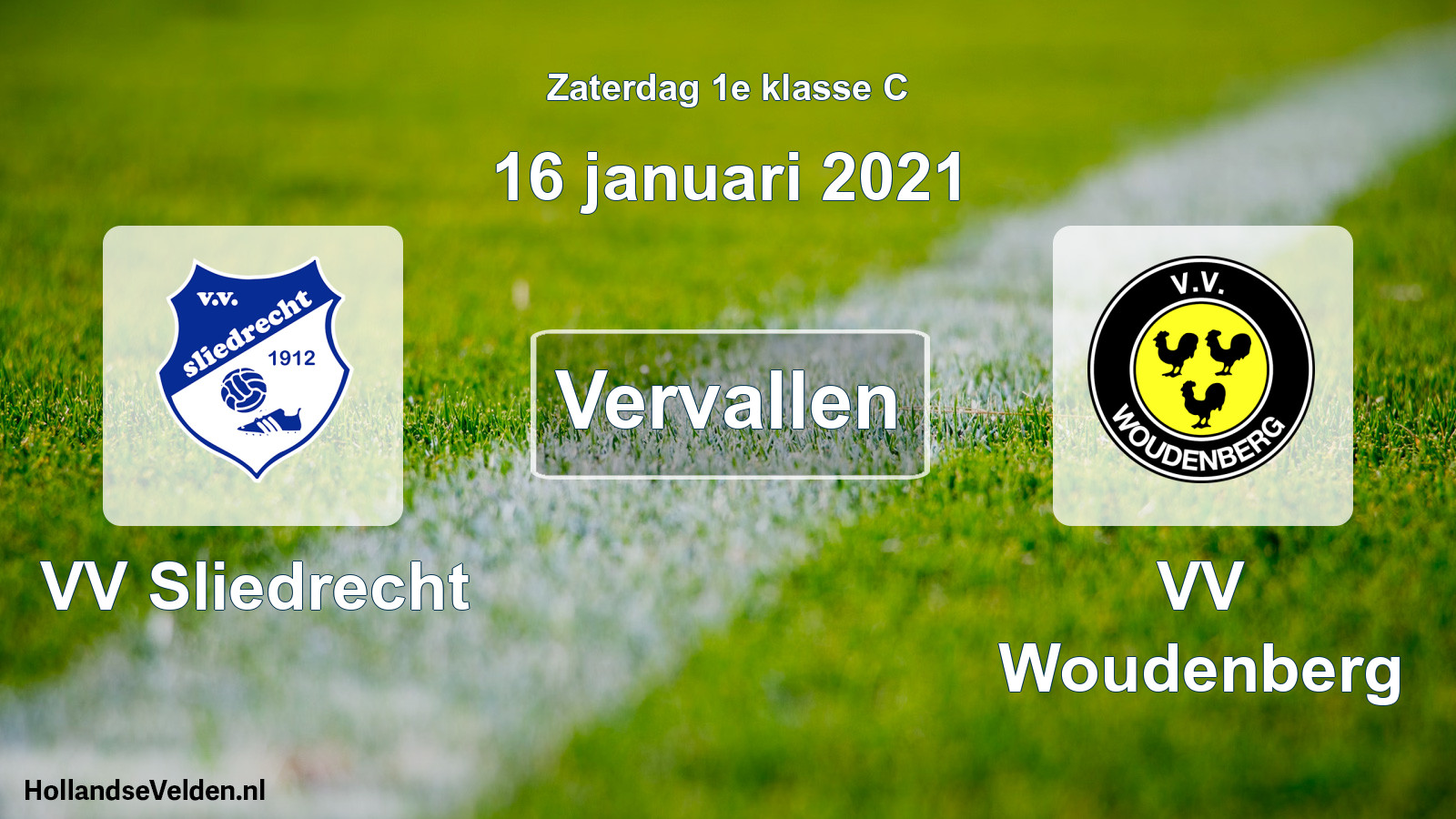 Scheduled Match: VV Sliedrecht - VV Woudenberg (16 January 2021)