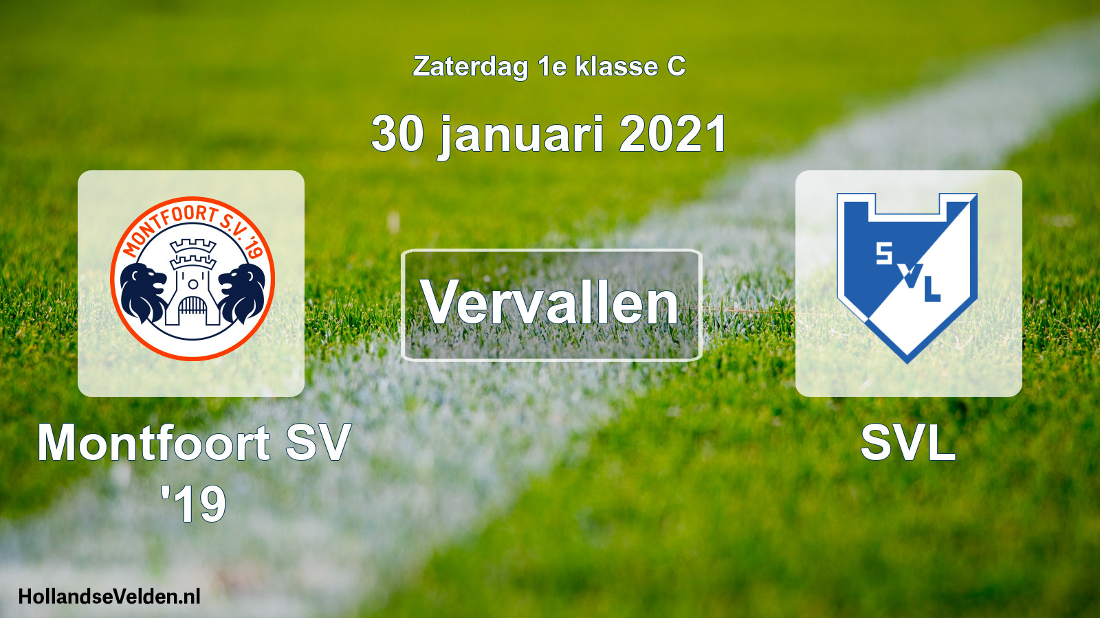 Scheduled Match: Montfoort SV '19 - SVL (30 January 2021)