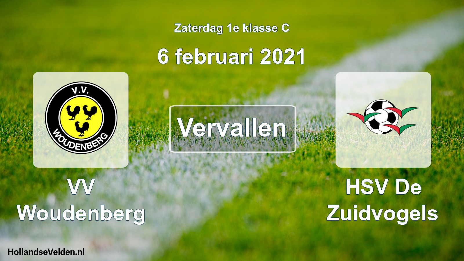 Scheduled Match: VV Woudenberg - HSV De Zuidvogels (6 February 2021)