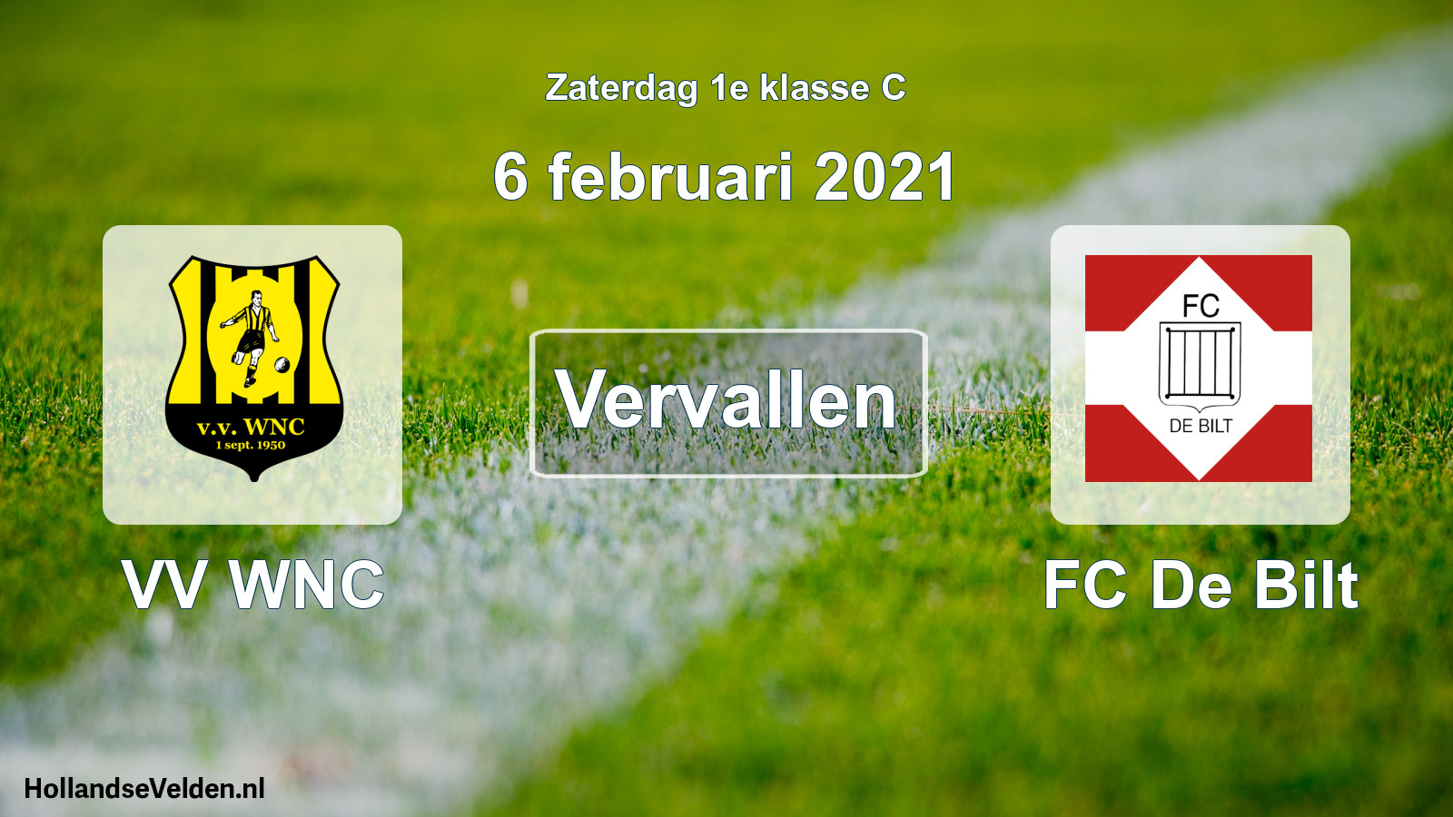 Scheduled Match: VV WNC - FC De Bilt (6 February 2021)