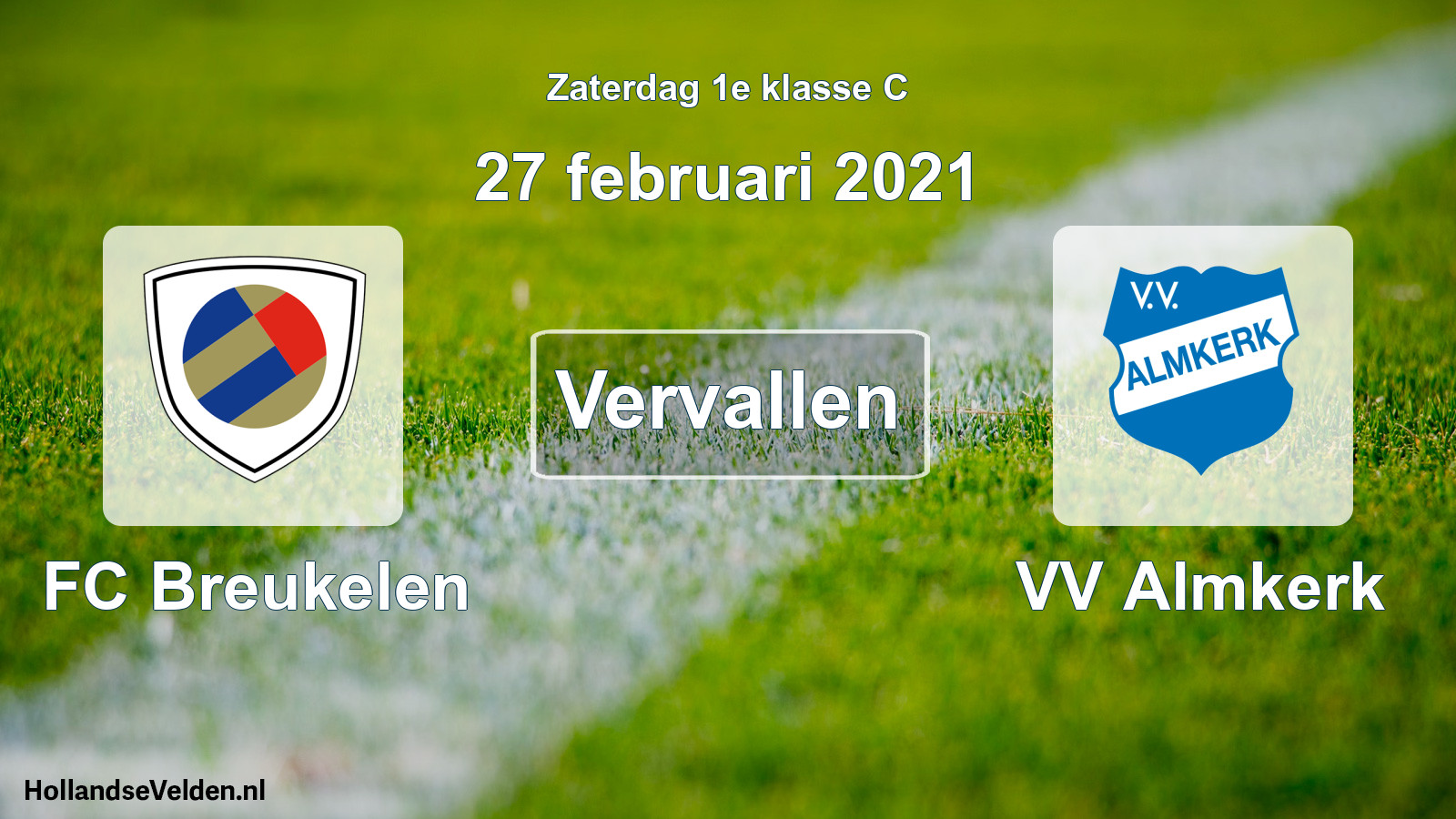 Scheduled Match: FC Breukelen - VV Almkerk (27 February 2021)
