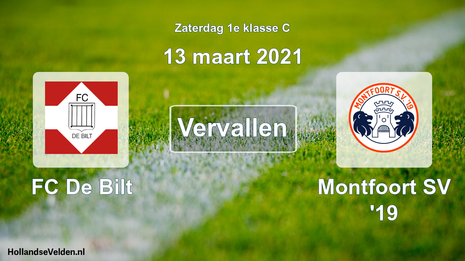 Scheduled Match: FC De Bilt - Montfoort SV '19 (13 March 2021)