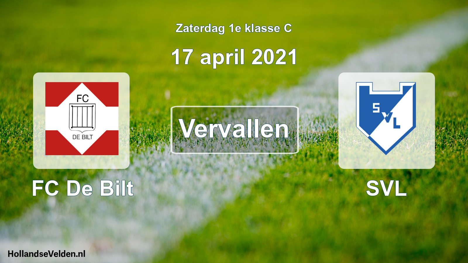 Scheduled Match: FC De Bilt - SVL (17 April 2021)