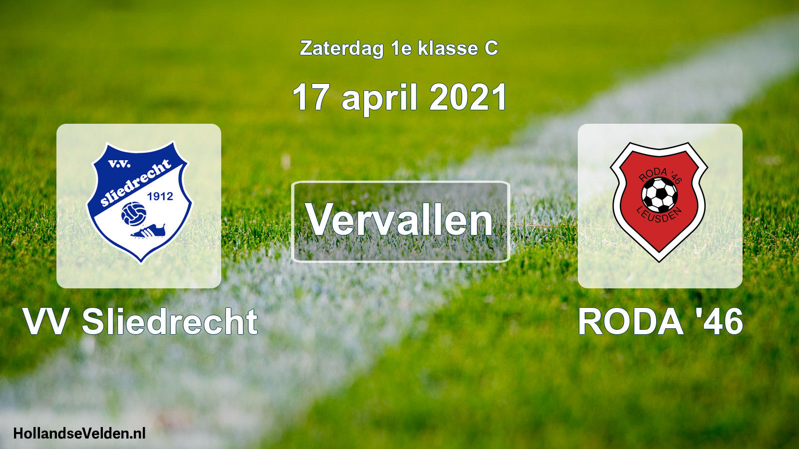 Scheduled Match: VV Sliedrecht - RODA '46 (17 April 2021)