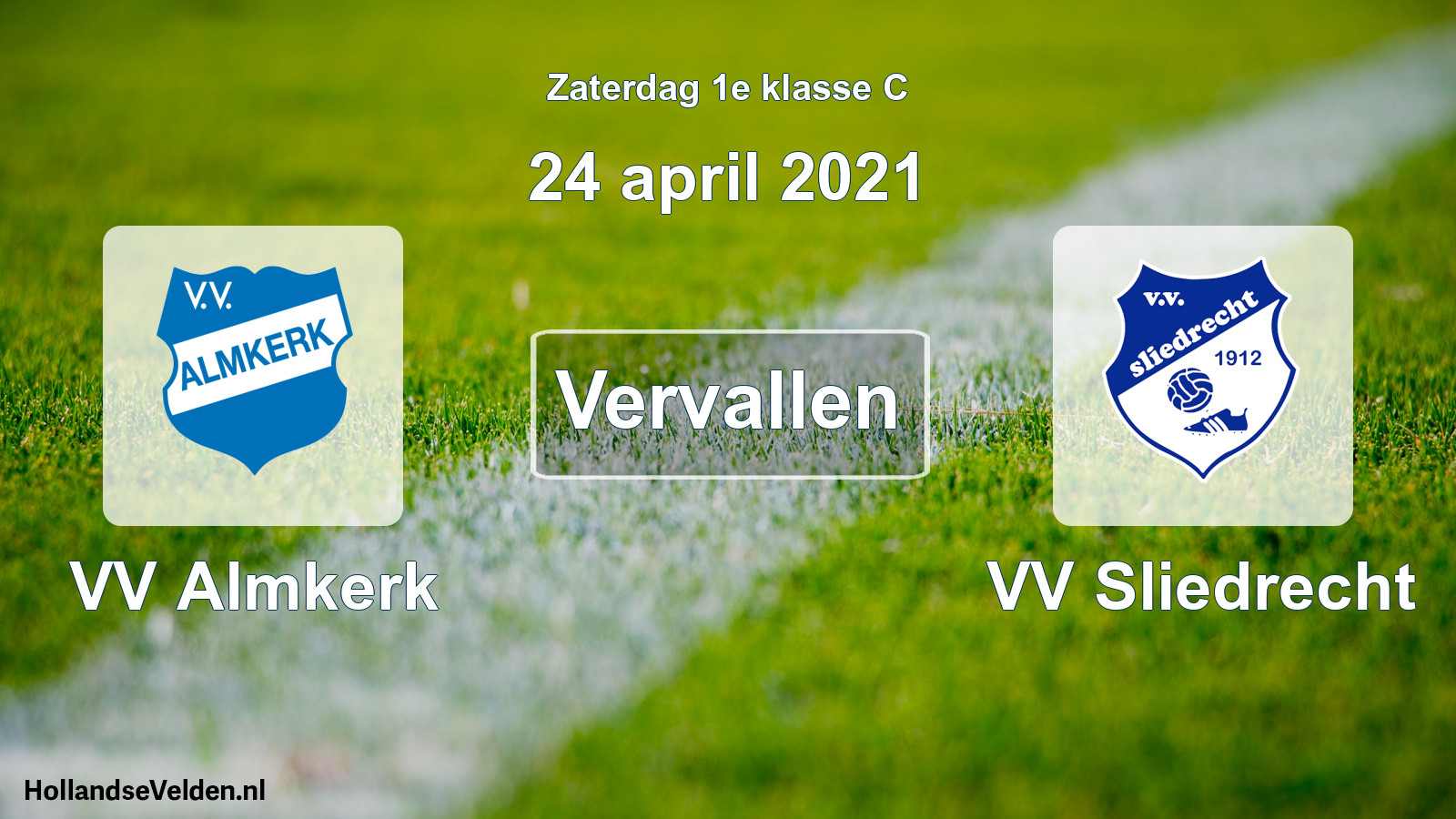Scheduled Match: VV Almkerk - VV Sliedrecht (24 April 2021)