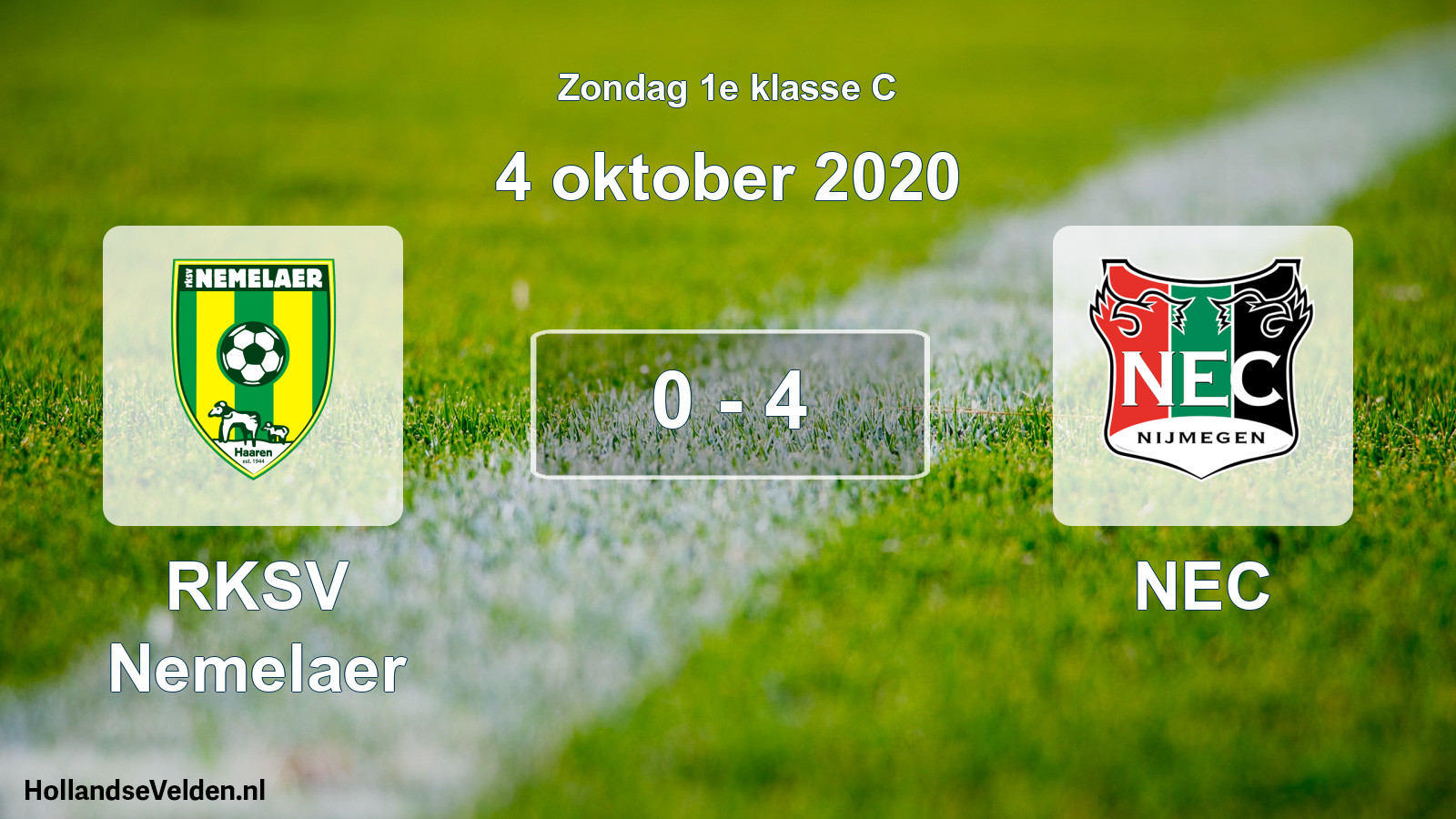 Total number of matches played: RKSV Nemelaer - NEC 0 - 4 (4 October 2020)