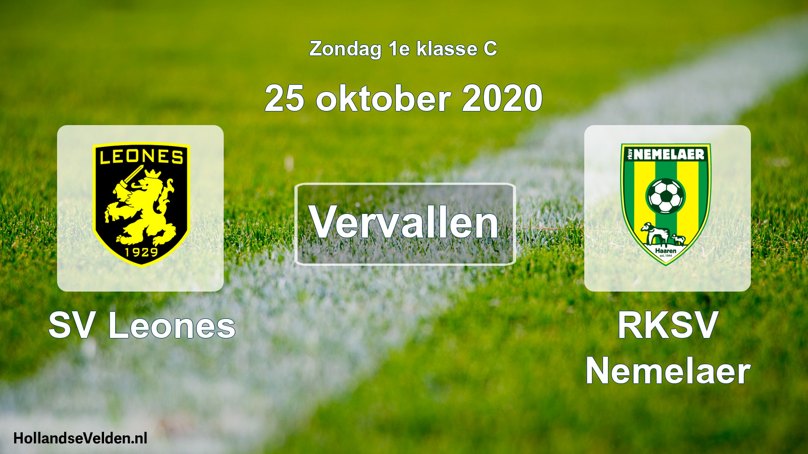 Scheduled Match: SV Leones - RKSV Nemelaer (25 October 2020)