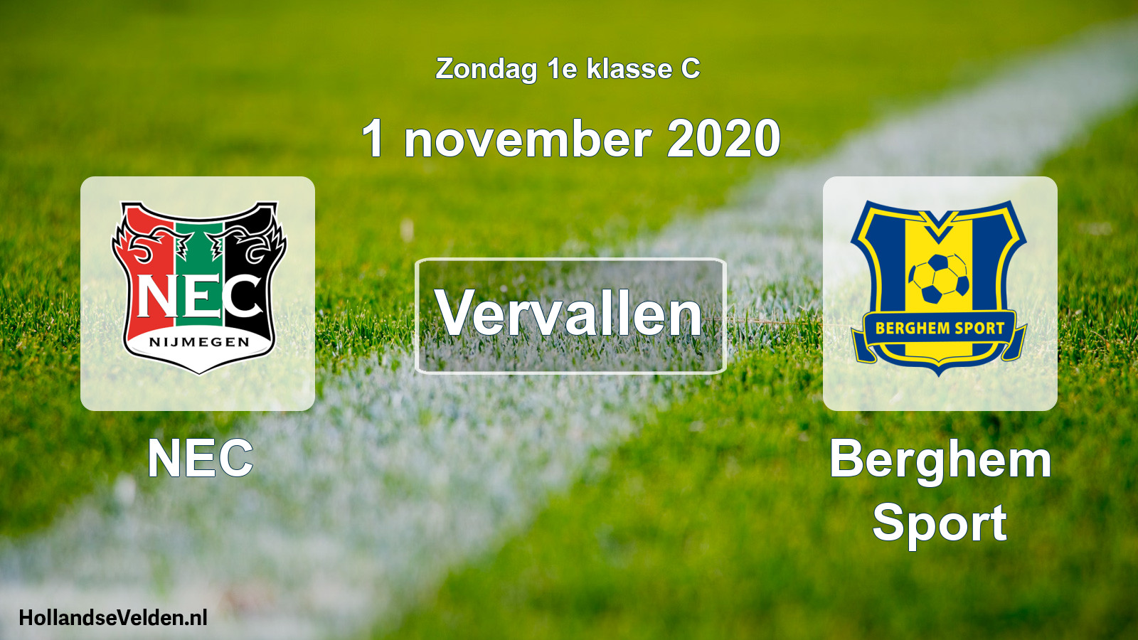 Scheduled Match: NEC - Berghem Sport (1 November 2020)