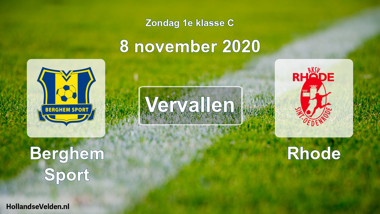 Scheduled Match: Berghem Sport - Rhode (8 November 2020)