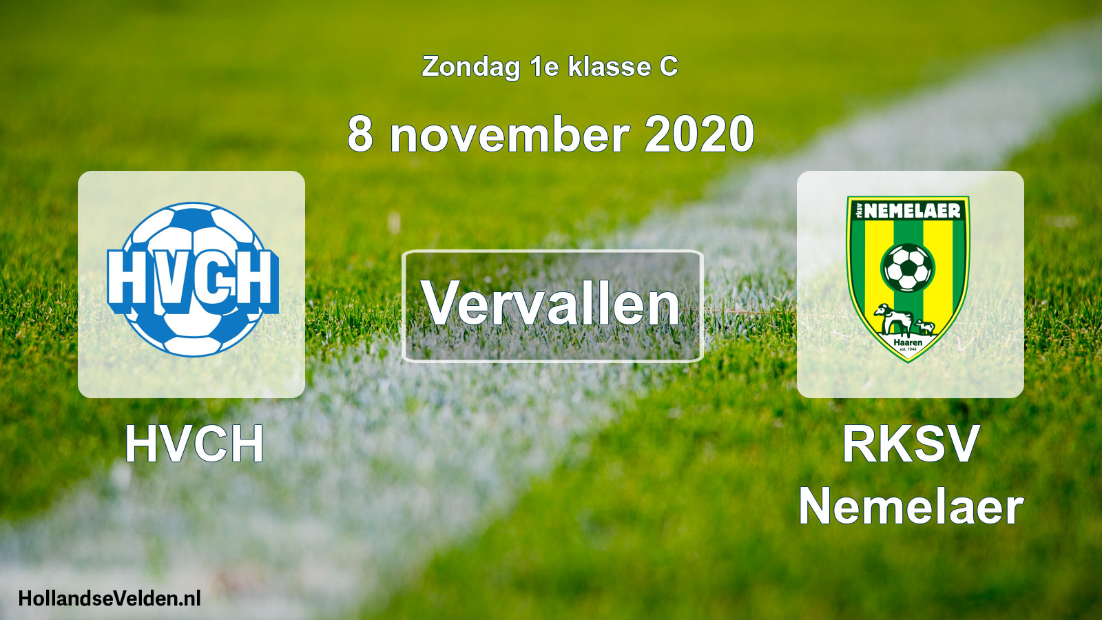 Scheduled Match: HVCH - RKSV Nemelaer (8 November 2020)