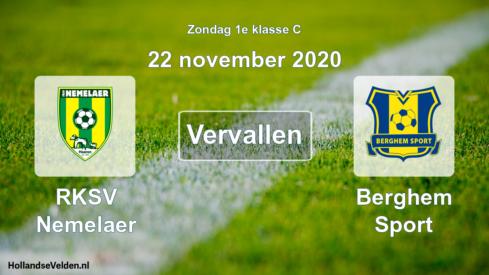 Scheduled Match: RKSV Nemelaer - Berghem Sport (22 November 2020)