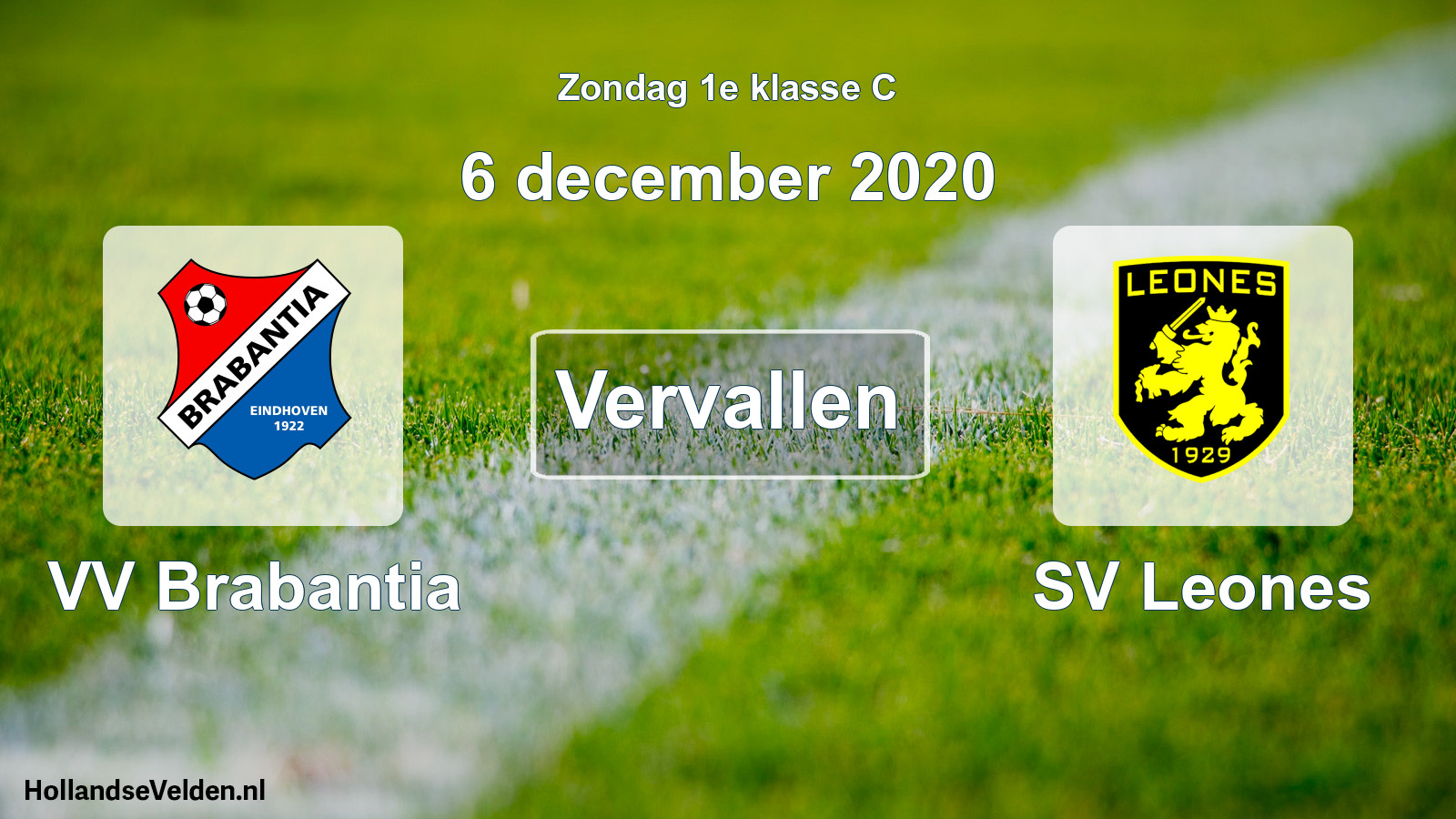 Scheduled Match: VV Brabantia - SV Leones (6 December 2020)