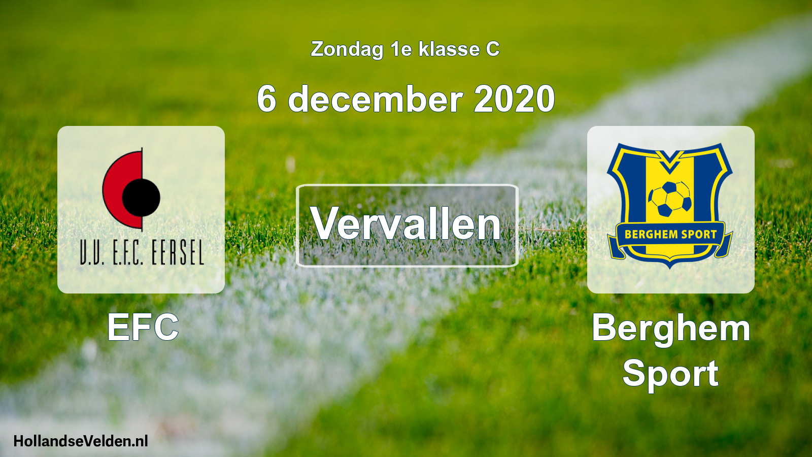 Scheduled Match: EFC - Berghem Sport (6 December 2020)