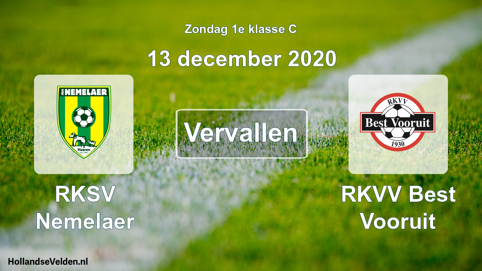 Scheduled Match: RKSV Nemelaer - RKVV Best Vooruit (13 December 2020)