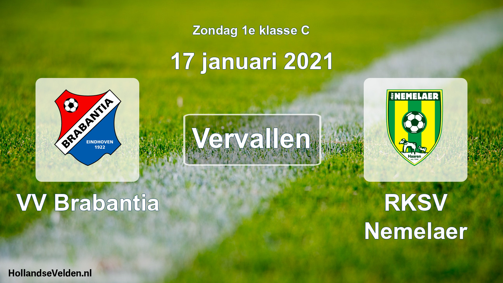 Scheduled Match: VV Brabantia - RKSV Nemelaer (17 January 2021)
