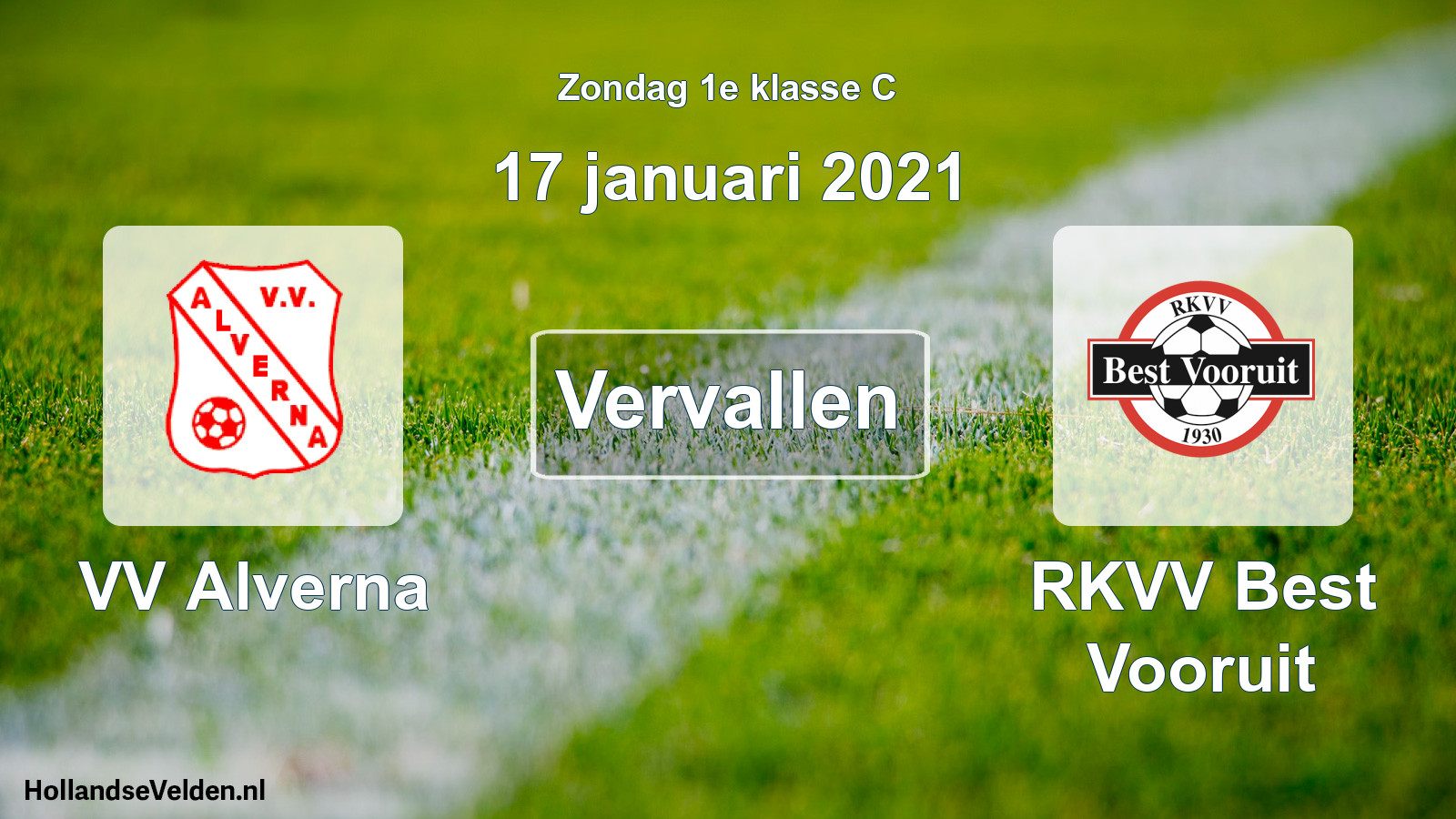 Scheduled Match: VV Alverna - RKVV Best Vooruit (17 January 2021)