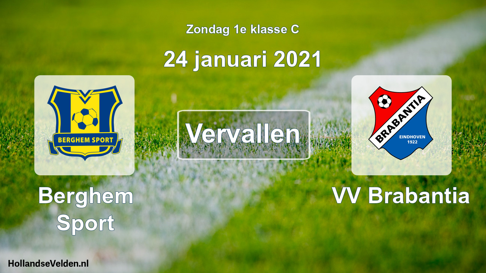 Scheduled Match: Berghem Sport - VV Brabantia (24 January 2021)