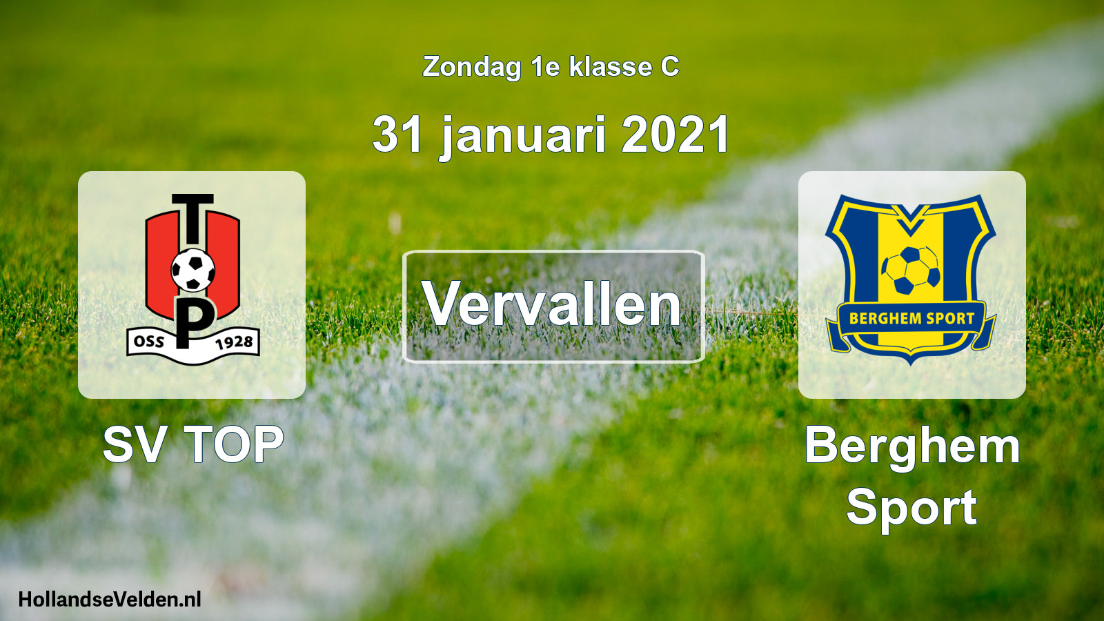Scheduled Match: SV TOP - Berghem Sport (31 January 2021)