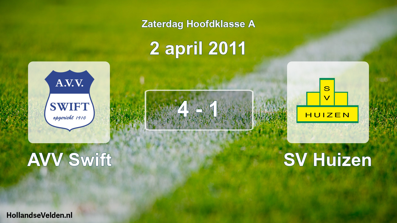 Total number of matches played: AVV Swift - SV Huizen 4 - 1 (2 April 2011)