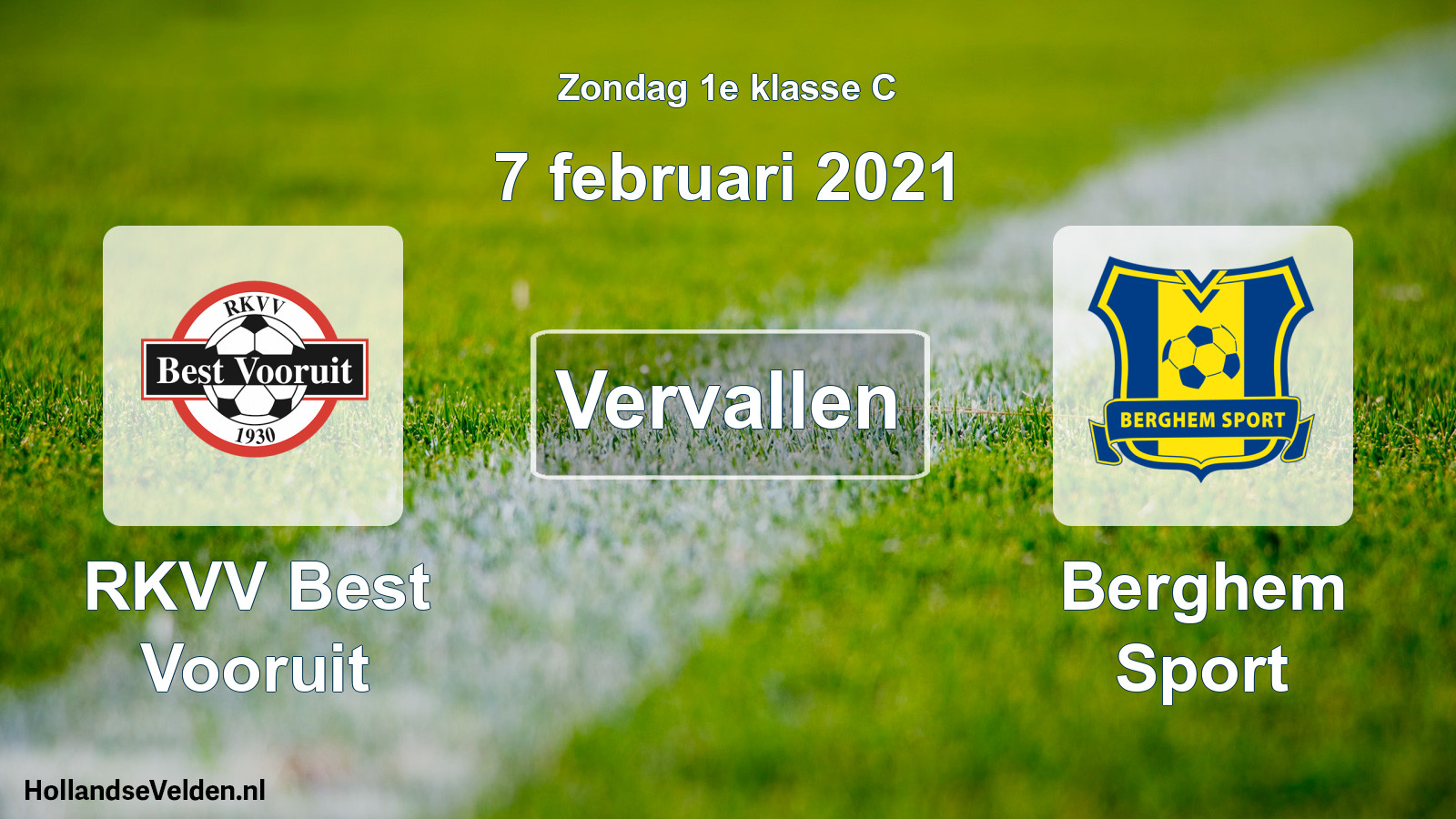 Scheduled Match: RKVV Best Vooruit - Berghem Sport (7 February 2021)